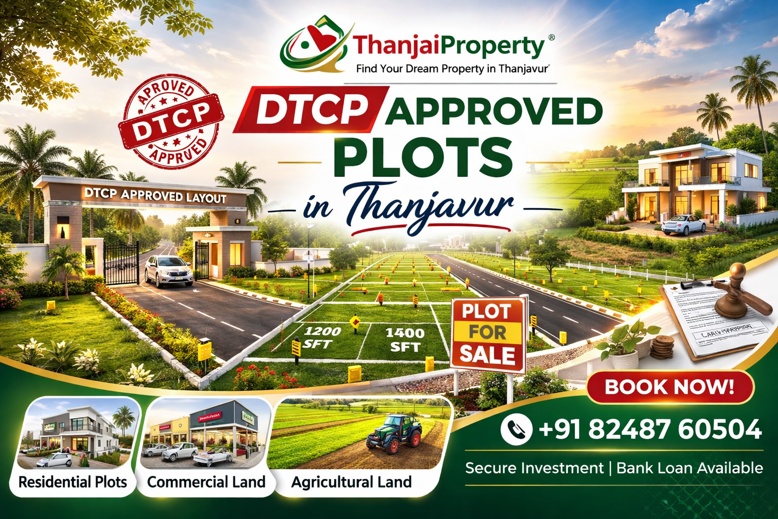 📐 DTCP Approved Plots in Thanjavur – Safe Investment with High Returns
